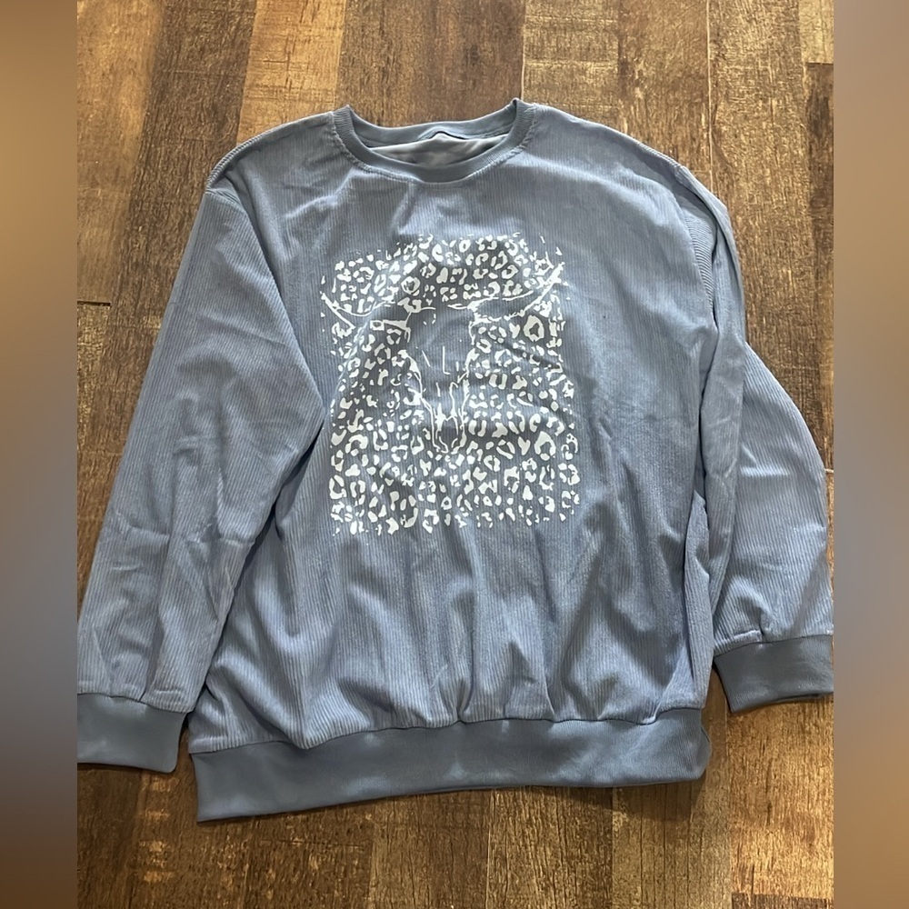 Boho western ribbed lightweight sweatshirt crewneck